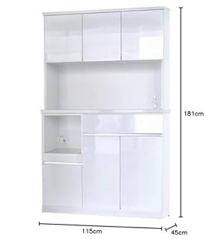 食器棚　ホワイト　キッチンボード　巾120 Amazon｜食器棚 キッチンボード ハイタイプ モイス 幅120cm